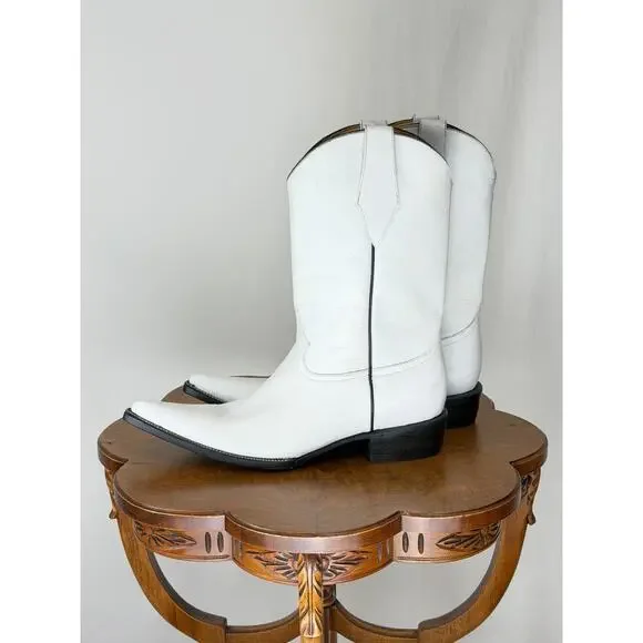 Caminos 14" Tall White Leather Western Boot US Mens 11.5 #0135C Made In Mexico - Picture 3 of 16